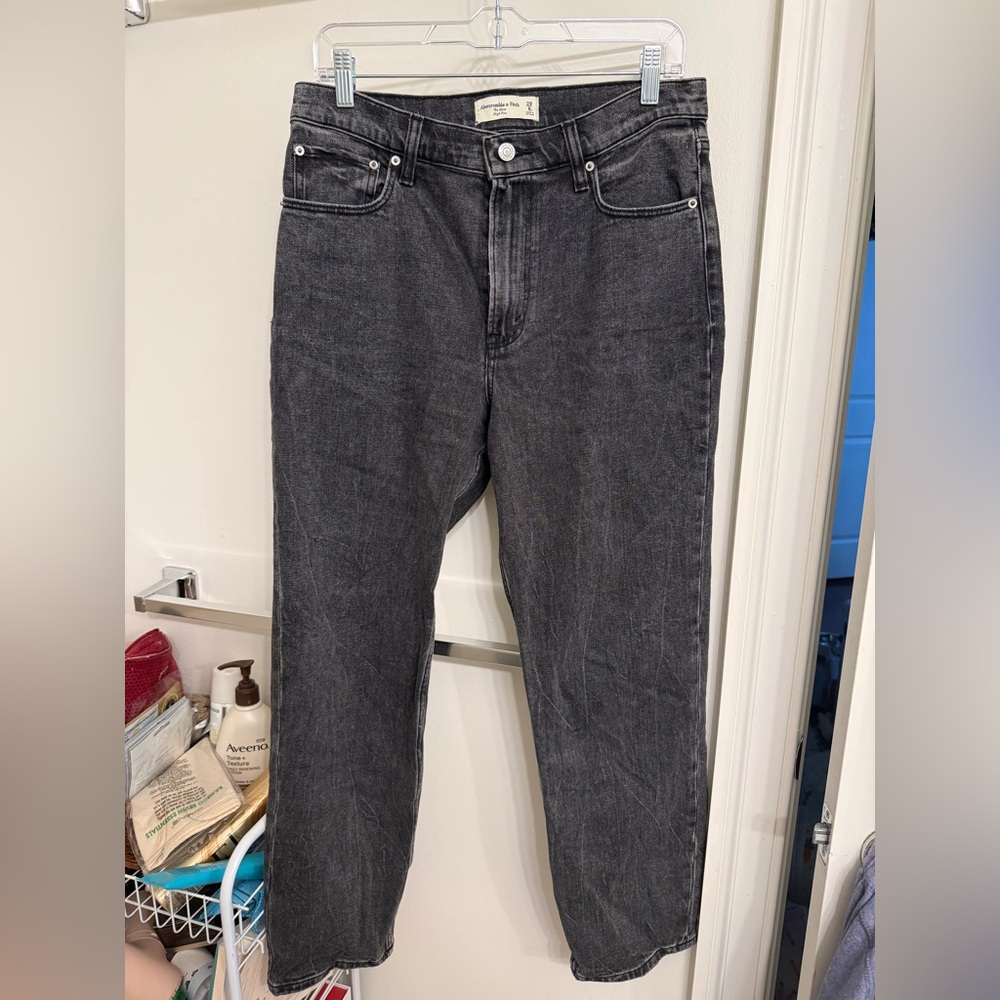 Abercrombie & Fitch Black Washed Straight-Leg Jeans